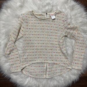 Crush by ABC Family Zippered Back Cream Knit Sweater with Rainbow Flecks…